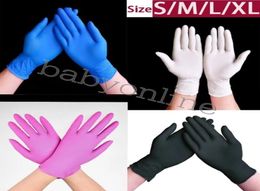 Whole Black Blue White Nitrile Disposable Gloves Powder Non Latex pack of 100 Pieces gloves Antiskid antiacid glove6459015
