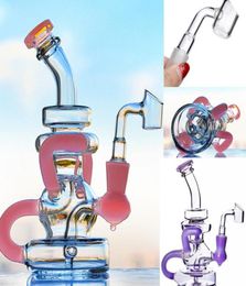 78 inch purple cute pink hookah fab egg water bong dab rigs recyler glass pipes smoking with 144mm banger6994410