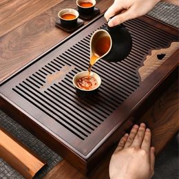 Tea Trays Wooden Tray Water Storage Kungfu Set Drawer Board Dining Table Chinese Ceremony Tools Wood