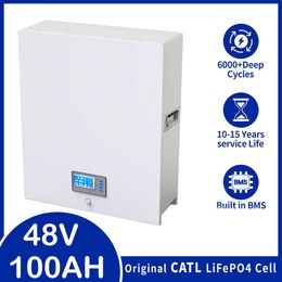 48V 100AH Powerwall LiFePO4 Battery Pack Akku 5KWH 32 Parellel 6000+ Cycle CAN/RS485 With Inverter For Home Solar System