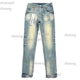 Jeans Purple Brand Designer Mens Ripped Straight Regular Denim Tears Washed Old Long Fashion Hole Stack 418 664 5