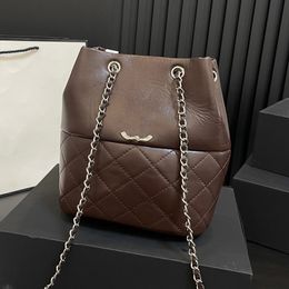 French Brand Luxury Women Designer Crossbody Bag Classic Double Letter Fashion Bucket Shoulder Bag Handbag High-quality Genuine Leather Underarm Bag MessengerBag