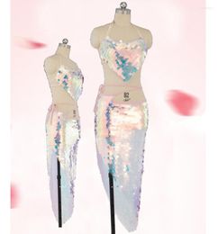 Stage Wear Fashion Women Belly Dance Costume 2 Piece Vest And Skirt Sets Ladies Fishtail Skirts Performance