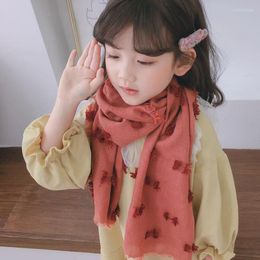 Scarves Korean Pure Color Cotton Linen Children's Scarf Winter Baby Shawl 128cmx38cm Boys Girls Outdoor Windproof Warm A240