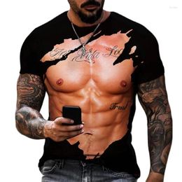 Herren T-Shirts Sommer Lustiges Cosplay Fake Muscle 3D-Druck Coole Männer Kurzarm Übergroßes T-Shirt Fitness Streetwear Jungen Kinder T-Shirts Top
