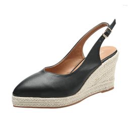 Shoes 34-42 852 Dress Wedges Heel Thick Bottom Platform Summer 8cm High Heels Women Back Empty Slingbacks Female S 5 s