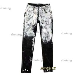 Purple Designer Pants Pantalones Mens Ripped Straight Regular Jeans Denim Tears Washed 735