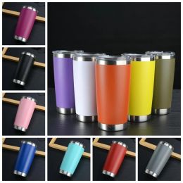 20oz Tumblers 16 Colours Stainless Steel Drinking Tumbler With Lid Wine Glass Vacuum Insulated Cup Coffee Travel Mugs Thanks Giving Day ZZ