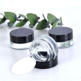 Clear Eye Cream Jar Bottle 3g 5g Empty Glass Lip Balm Container Wide Mouth Cosmetic Sample Jars with Black Cap Ucjwp