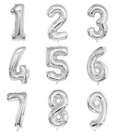 Party Decoration 32inch Silver Foil Number Balloon First Baby Girl Kids Birthday Decorations 1st 1 2 3 4 5 6 7 8 9 10 30 40 Years 2346417