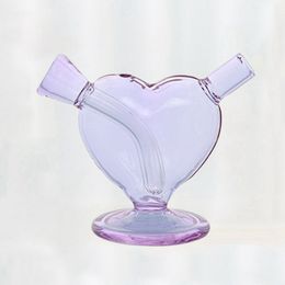 Cool Colorful Love Heart Style Pyrex Thick Glass Pipes Bubbler Filter Portable Dry Herb Tobacco Preroll Rolling Cigarette Cigar Bong Holder Waterpipe Smoking