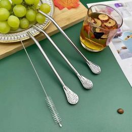 Drinking Straws Stainless Steel Straw Spoon Creative Tea Philtre Yerba Mate Reusable Tool Washable Bar Accessorie