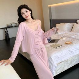 Women's Sleepwear Three Piece Women Pyjamas Set Modal Bathrobe Nightgown Pijamas Suit Nightsuits Home Wear Clothing