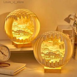 Night Lights Paper Carving Creative Three-dimensional Small Night Lamp Creative Home Decor YQ231127