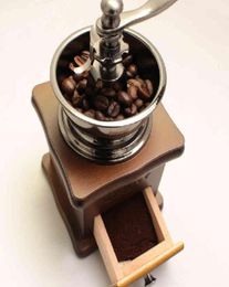 Coffee Grinder Manual Wooden Grinding Machine Ceramics Core Handmade Retro Style Mills Kitchen Tool 1 PCS mills1674930