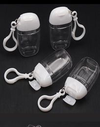30ML Hand Sanitizer Bottle With Key Ring Hook Clear Transparent Plastic Refillable Containers Travel Bottles Wholea23a078483064