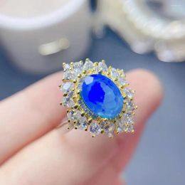 Cluster Rings FS Natural Blue Opal Ring S925 Sterling Silver Fashion Fine Charm Women Luxurious Weddings Jewelry MeiBaPJ F