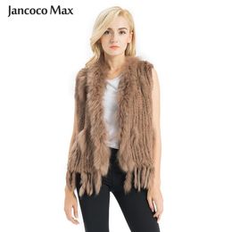 Fur Fashion Styles Women Real Rabbit Fur Vests Winter Raccoon Fur Gilet Female Waistcoat Fluffy E1000