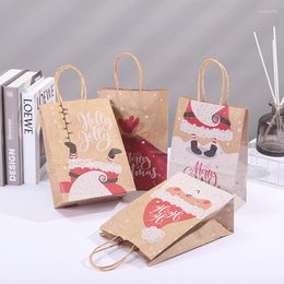 Gift Wrap 5pcs Kraft Paper Bags Snowflakes Christmas Candy Cookie Packaging Bag Boxes Year Party Thanksgiving Business Wedding