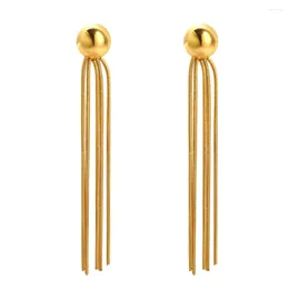 Stud Earrings JINHUI Small Round Bead Long Tassels Stainless Steel Mini Exquisite Simple Retro Trendy Accessories For Women Jewellery