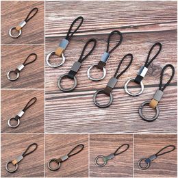 Keychains Classic Vintage Frosted Leather Keychain Men Creative Personality Fashion Wax Rope Car Key Ring Charm Pendant Accessories