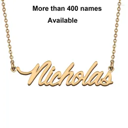 Chains Cursive Initial Letters Name Necklace For Nicholas Birthday Party Christmas Year Graduation Wedding Valentine Day Gift