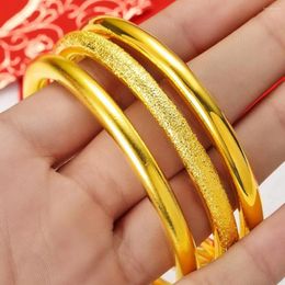 Bangle 2023 Selling Classic Gold Colour Men's And Women's Round Bracelet Frosted Simple Fashion Accessories Birthday Party Gifts