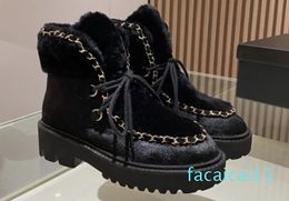 Designer Beaubourg ankle boot Women Winter calf leather shearling hiking boots Black white Wool lining Martin