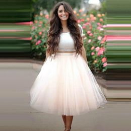 Skirts 7 Layered 65cm Knee Length Tutu Tulle Skirt Womens High Waist Elastic Pleated Skirts Wedding Bridesmaid Ball Gown Skirt