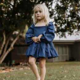 Girl Dresses Girls Clothes Autumn Baby Casual Toddler Kids Cotton And Linen Fashion Long Sleeve Dress Children Outwear