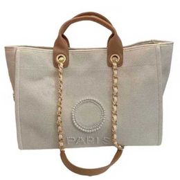 50% off Classic Label Pearl Beach Luxury Canvas Bag Big Handbags Portable Large Capacity 1bnh