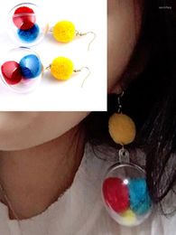 Dangle Earrings Korean Fashion Cute Candy Colour For Women Fluffy Little Balls Birthday Party Simple Earring Jewellery Gift