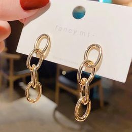 Stud Earrings 2023 Korean Fashion Jewellery Gold Plated Long Tassel Metal Unusual Brincos Femme Natale For Women