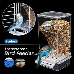 Feeding Automatic Acrylic Bird Feeder Parrot Canary Budgie Cage Seed Nut Feeding Box Cockatiel Bird Feeding Device