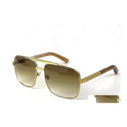 Sunglasses Men Metal Fashion Classic Style Gold Plated Square Frame Vintage Design Outdoor Classical Model 0259 With Case And Shop D Dhwdp