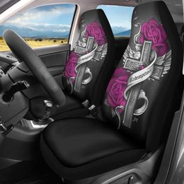 Car Seat Covers Cross With Rosette Design Printing Universal Girl Women Front Protectors Vehicles Accessories Cushion Soft