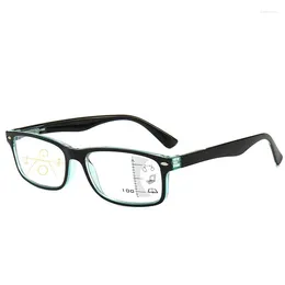 Sunglasses Multifocal Reading Glasses Square Anti Blue Presbyopia Plastic Eyeglass Frame Ultra Light Style Men