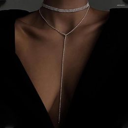 Chains Stonefans Fashion Multi Layer Rhinestone Necklace Choker For Women Statement Crystal Y Shape Tassel Long Neck Jewellery
