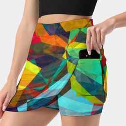 Skirts Multicoloured Watercolour Stripes Pattern Women's Skirt Y2K Summer Clothes 2023 Kpop Style Trouser With Pocket Mosaic Tiles