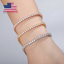 Local Us Stock Womens Jewellery 3mm 925 Sterling Silver Vvs Moissanite Diamond Tennis Bracelet