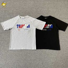 Best Quality Casual Top Tees Towel Embroidery Simple Letter Spring Summer 1 1 Cotton Fashion Grey Black Trapstar T-shirt