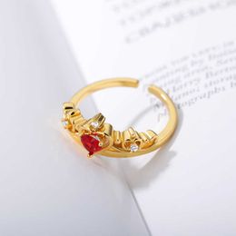 Band Rings Dream Princess Ring Series Crown Ring Mosaic Passionate Red Gems Adjustable Ring Engagement Jewellery Bridesmaid Accessory Gifts AA230426