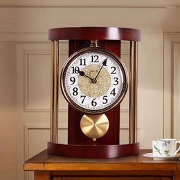 Table Clocks European Retro Clock Living Room Office Mute Desktop Pendulum Desk Bedroom Watch Simple Quartz Wall Gift