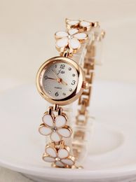 Wristwatches 2023 Fashion Jw Casual Flower Quartz Watch Women Stainless Steel Ladies Gift Bracelet Sweet Golden Relogio