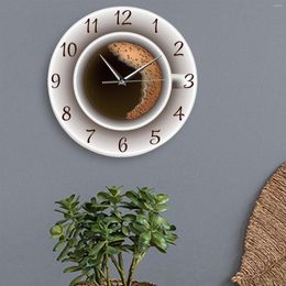 Wall Clocks Coffee Cup 30cm Printed Decal Image For Kitchen Easy To Read