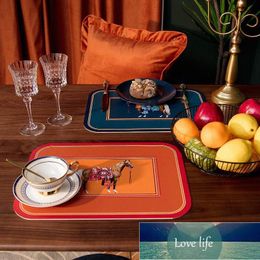 Classic Disposable Leather Placemat Coasters Waterproof Oil-Proof Heat Insulation Anti-Scald Western-Style Placemat Dining Room Table Mat Coaster