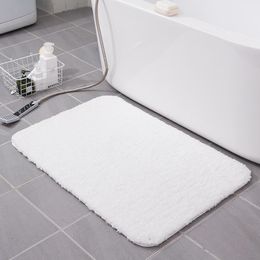 Mats Solid White Bathroom Mat Bath Carpets Superfine Fiber Toilet Rug Large Size Nonslip Bathroom Lavatory Bedroom Floor Area Rugs