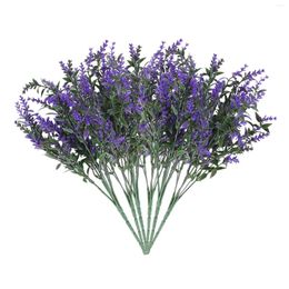 Decorative Flowers Artificial Lavender Plants 6 Pieces Lifelike Uv Resistant Fake Shrubs Greenery Bushes Bouquet To Brighten Up Your Hom