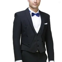 Men's Suits For Men Blazer Masculino Costume Homme Trajes Elegante Para Hombres Black Tuxedo Jacket Pants Vest Three Piece Slim Fit