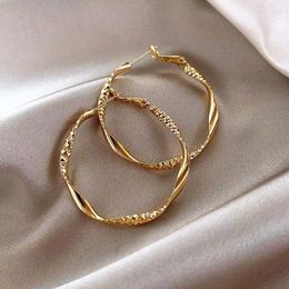 Hoop Earrings Minimalist Metal Gold Color For Women Girl 2023 Fashion Large Circle Twisted Huggies Earring Wedding Party Jewelry